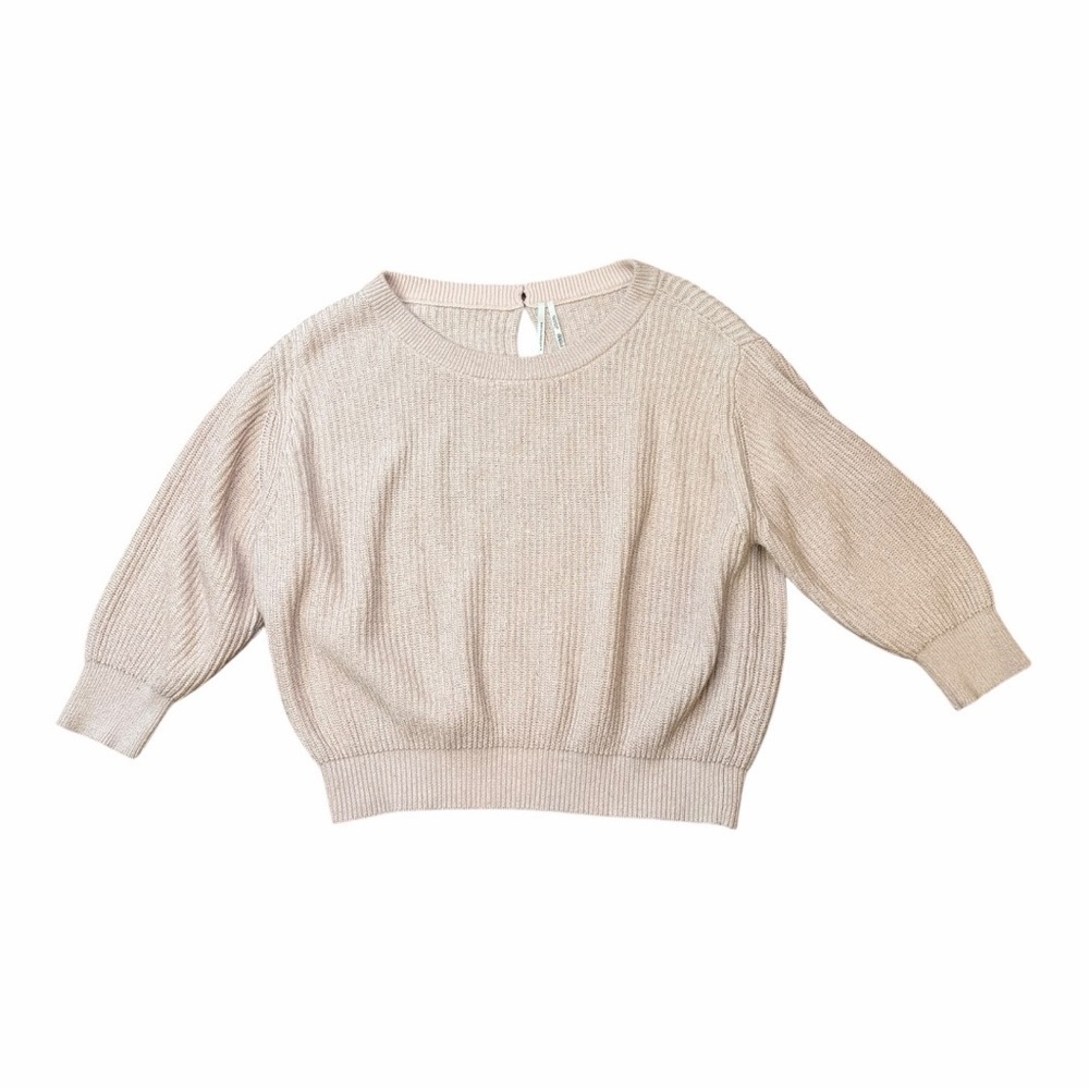 By Anthropologie Sweater Blush Crew Neck Large Knit Light Pink Gold - Picture 8 of 11